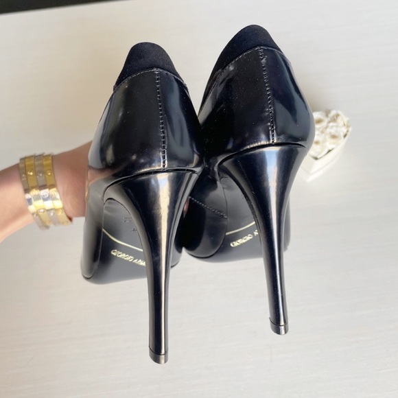 🆕 Giorgio Armani Leather & Suede Cut Out High Heel Pumps - Picture 7 of 12